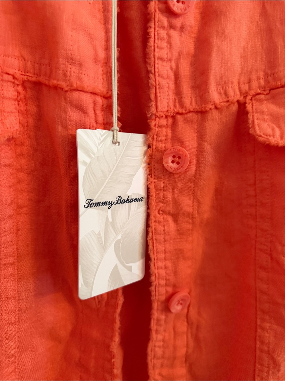 New Tommy Bahama Two Palms Linen Raw Edge Jacket in a vibrant orange shade Large - Picture 3 of 7